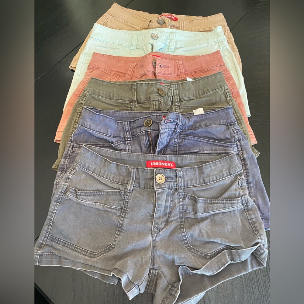 UNIONBAY 6for$28Women's Cargo Shorts - Blue, Green, Pink, Tan, grey